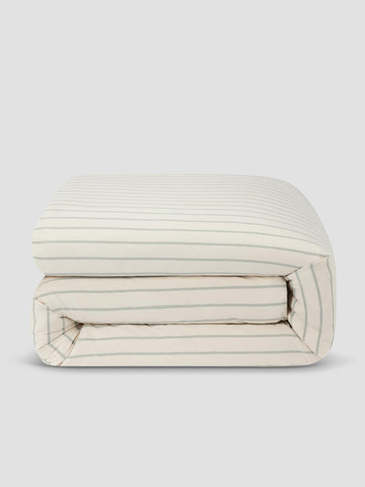 Mellow Green Slumber Stripe Cotton Duvet Cover
