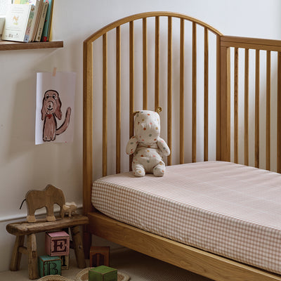 Café au Lait Gingham Kids Cotton Fitted Sheet
