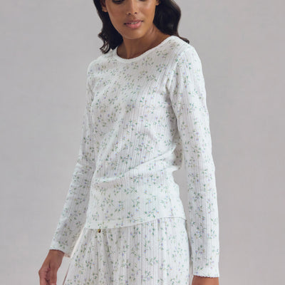 Spring Sprig Pointelle Long Sleeve Top