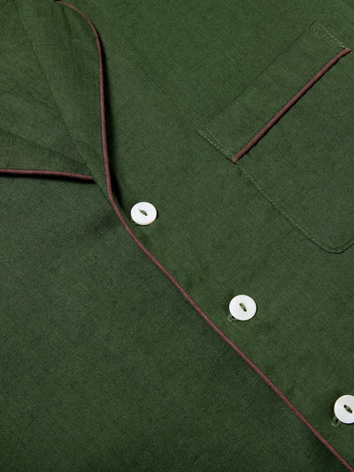 Fern Green Linen Tencel Men's Pajama Shirt - alternate image