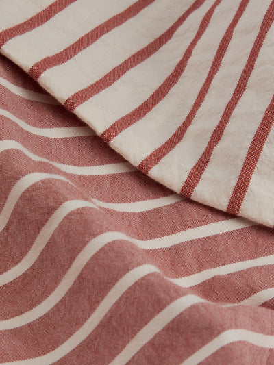 Auburn Red Textured Stripe Cotton Pillowcases (Pair)