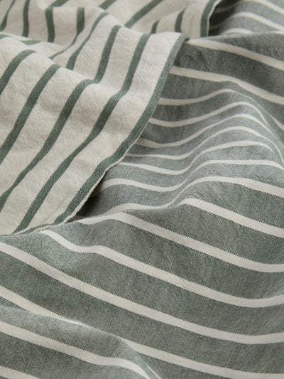 Spruce Green Textured Stripe Cotton Pillowcases (Pair)