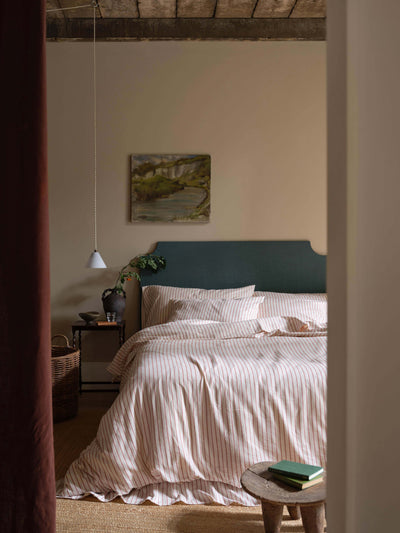 Red Clayton Stripe Flannel Cotton Duvet Cover - alternate image