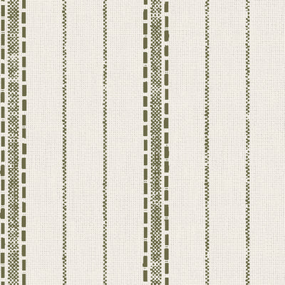 Botanical Green Ticking Stripe Wallpaper