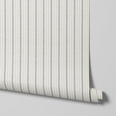 Denim Blue Ticking Stripe Wallpaper - alternate image