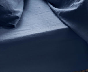Blueberry 100% Linen Fitted Sheet - Piglet in Bed US