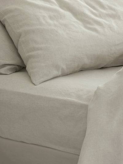 Oatmeal Linen Blend Fitted Sheet