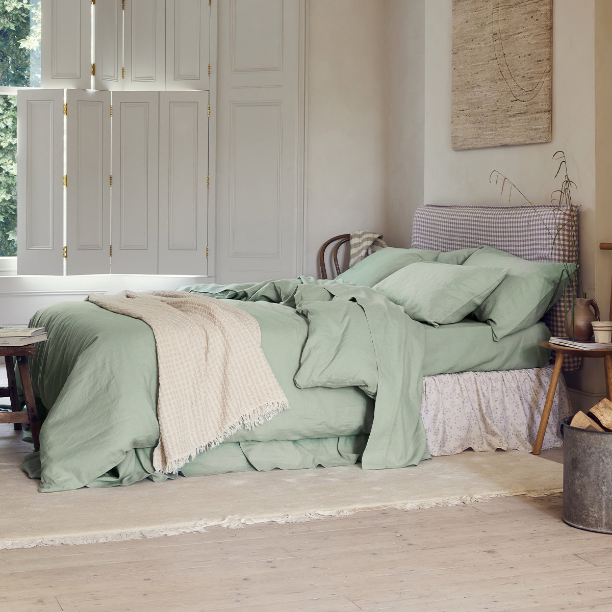 Sage Green Linen Blend Duvet Cover