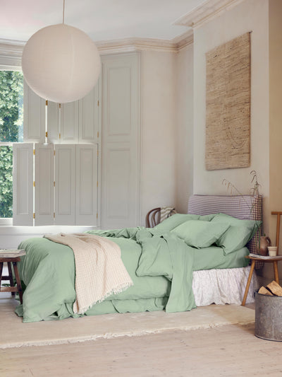Sage Green Linen Blend Duvet Cover - alternate image