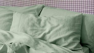 Sage Green 100% Linen Pillowcases (Pair) - Piglet in Bed US