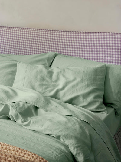 Sage Green 100% Linen Pillowcases (Pair) - Piglet in Bed US