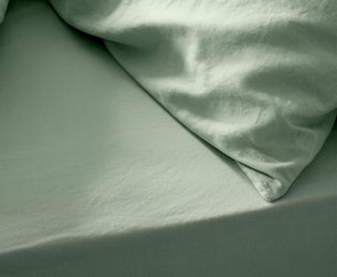 Sage Green Linen Blend Fitted Sheet - Piglet in Bed US