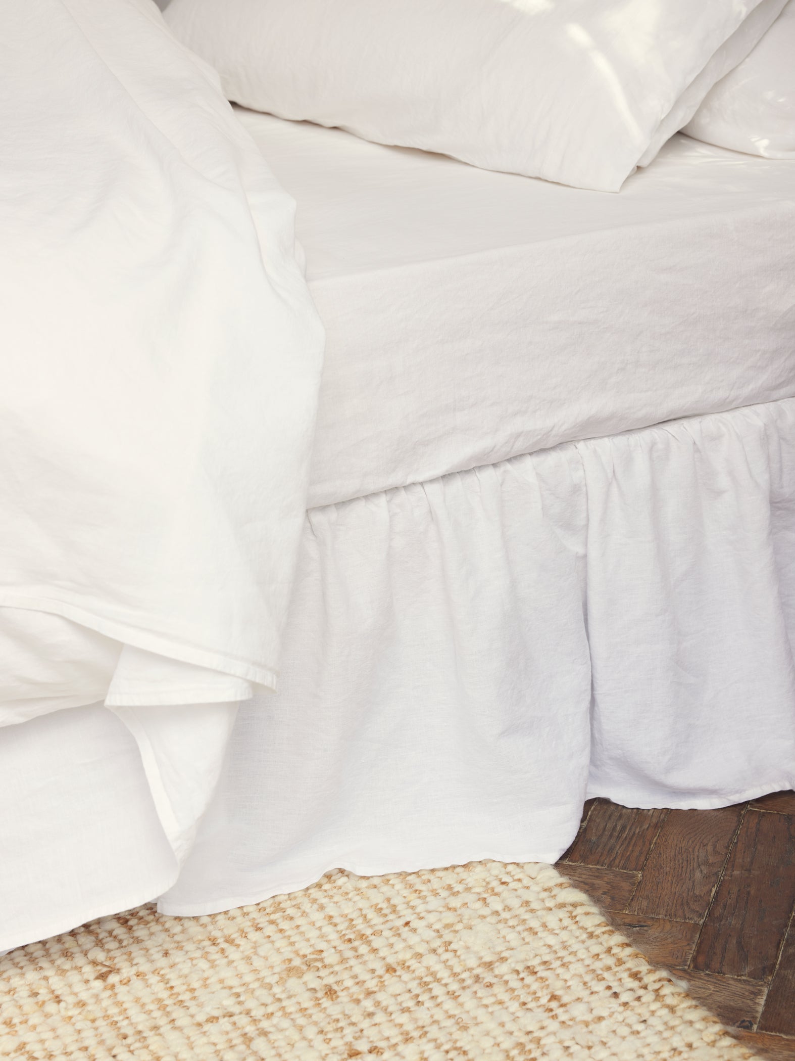 White Linen Blend Bed Skirt
