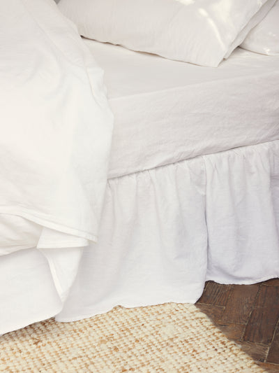 White Linen Blend Bed Skirt