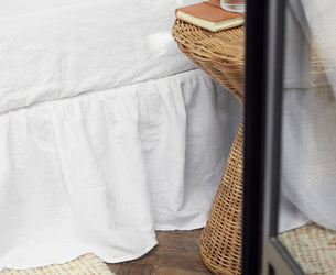 White 100% Linen Fitted Sheet - Piglet in Bed US