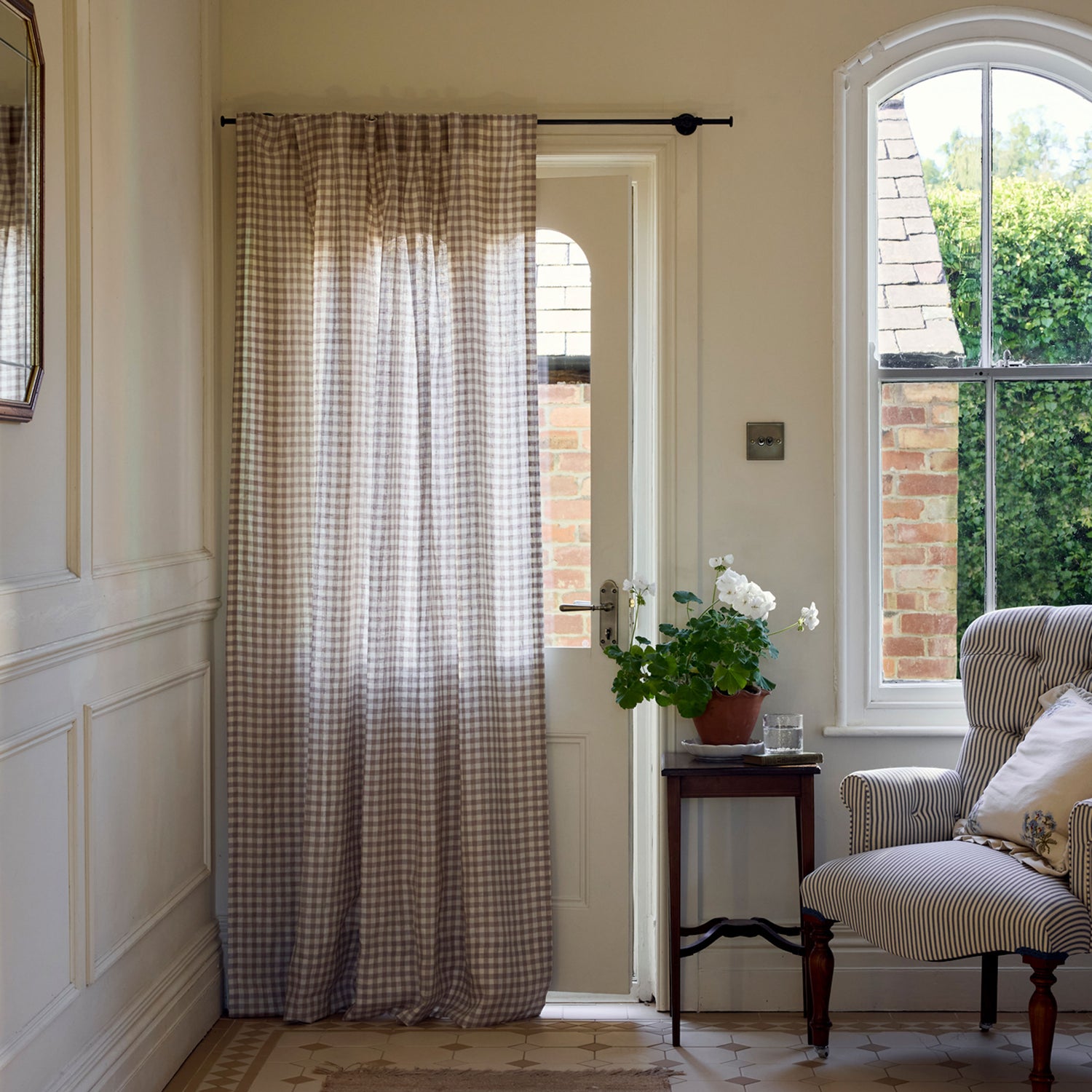 Gingham Linen Blend Curtains