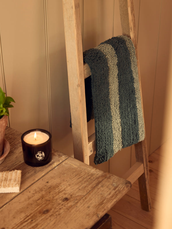 Pine Green Pembroke Stripe Cotton Bath Mat - Piglet in Bed US