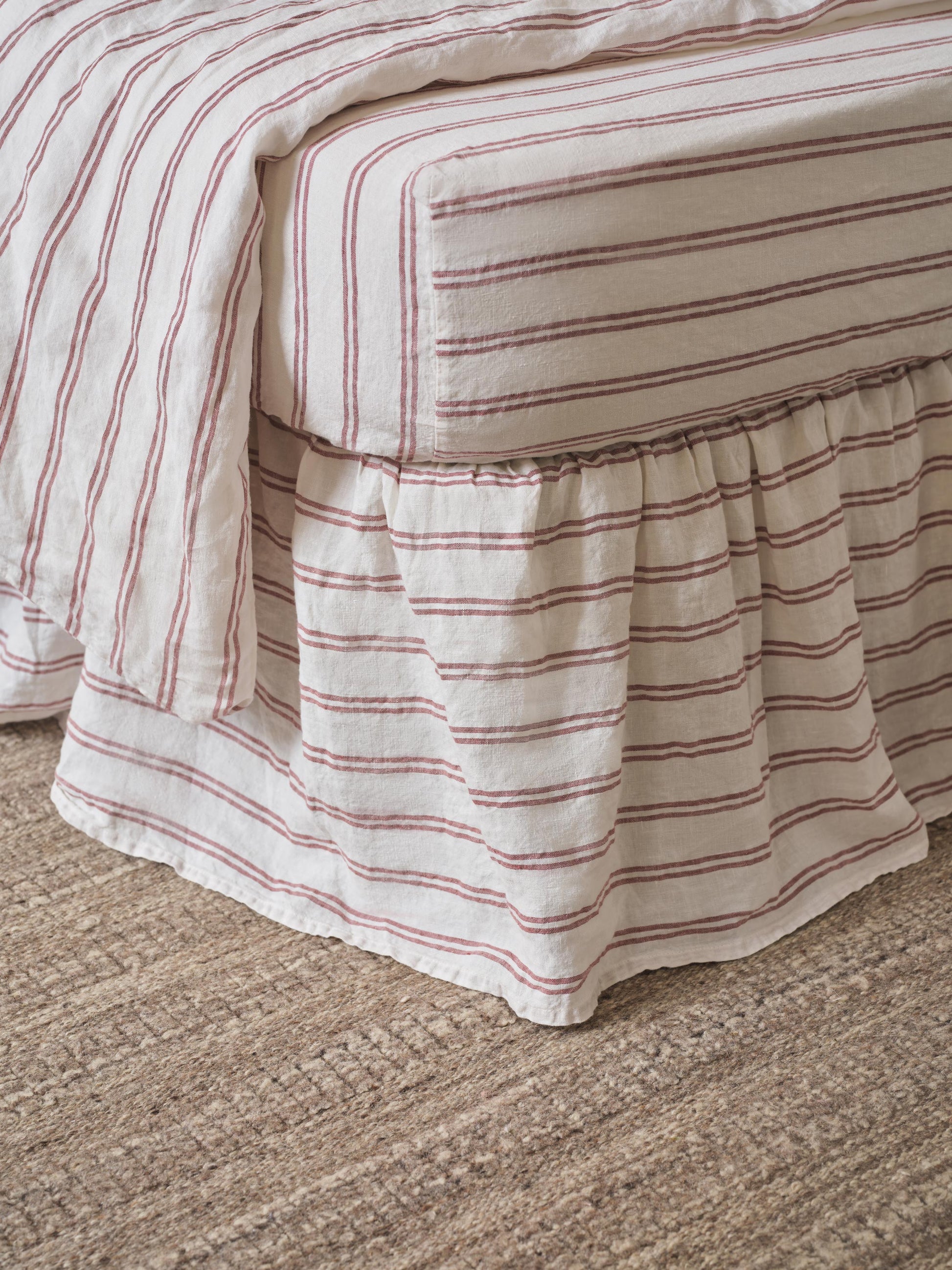 Rhubarb Kemptown Stripe Linen Blend Bed Skirt