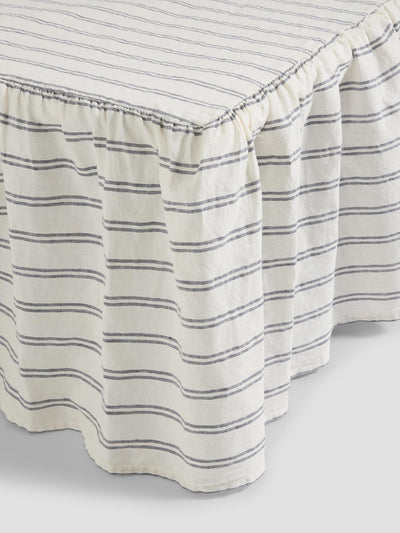 Ivory Kemptown Stripe Linen Blend Bed Skirt