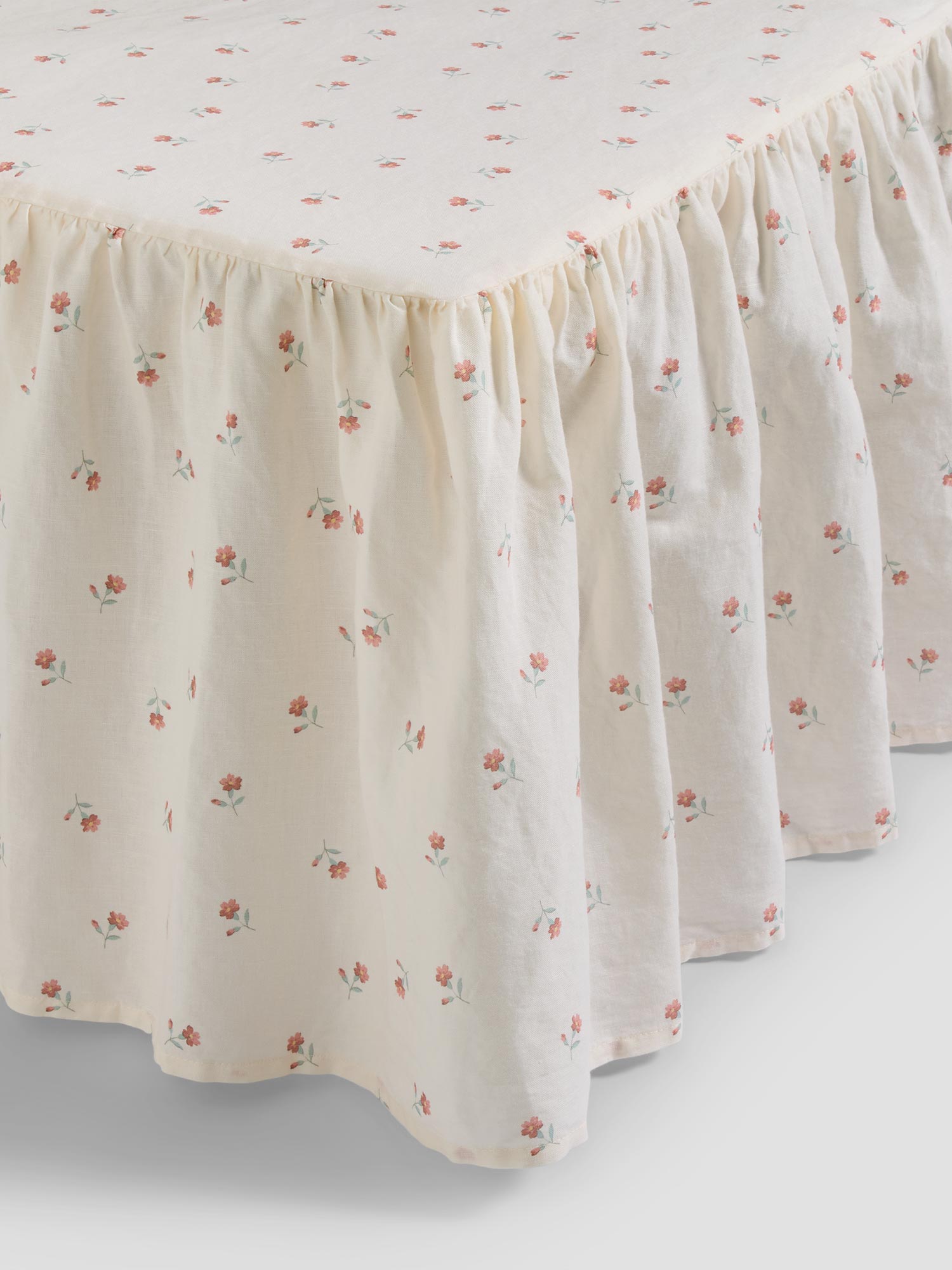 Pearl Posy Bud Linen Blend Bed Skirt - Piglet in Bed US