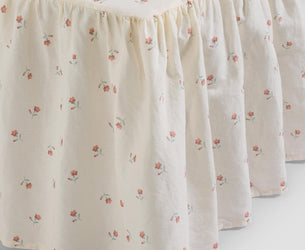 Pearl Posy Bud Linen Blend Bed Skirt - Piglet in Bed US