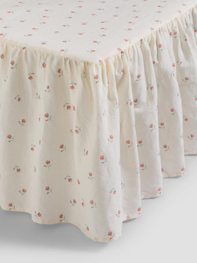 Pearl Posy Bud Linen Blend Bed Skirt
