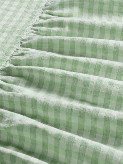 Sage Gingham Linen Blend Bed Skirt