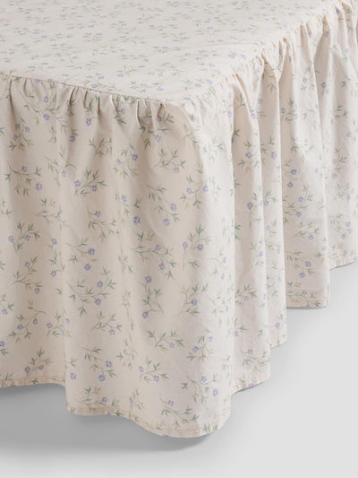 Cream Spring Sprig Cotton Bed Skirt