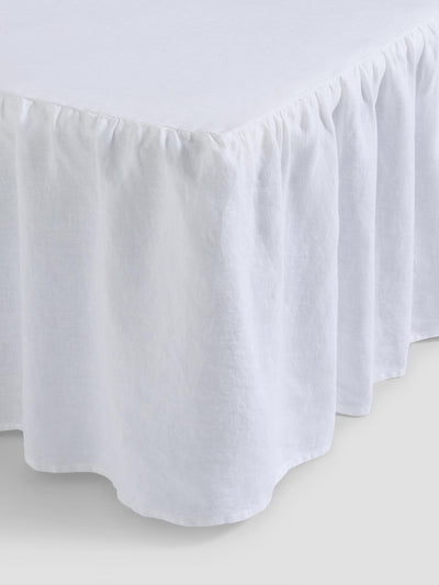 White Linen Blend Bed Skirt