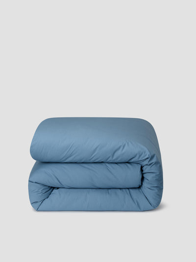 Cove Blue Washed Percale Cotton Duvet Cover