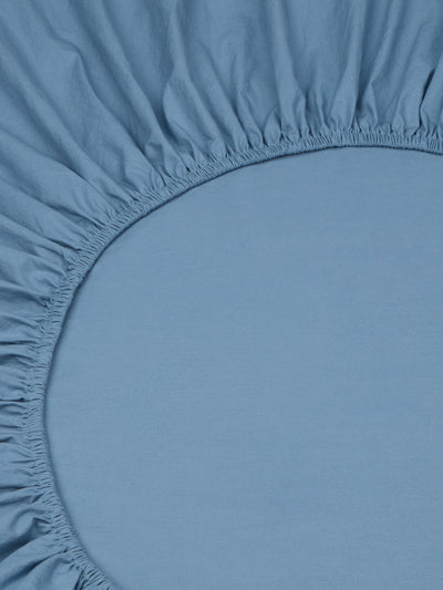 Cove Blue Washed Percale Cotton Fitted Sheet - alternate image