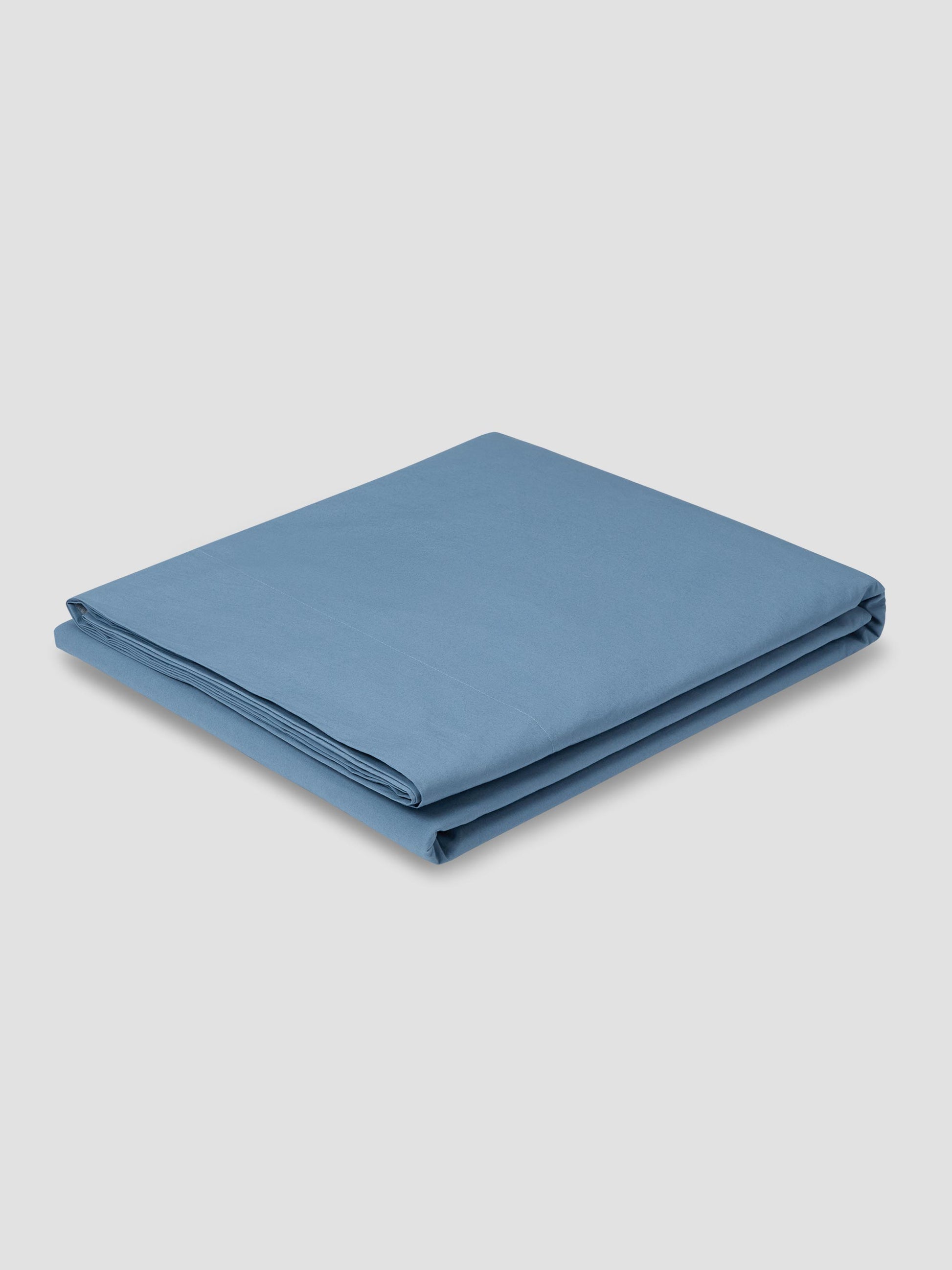 Cove Blue Washed Cotton Percale Flat Sheet