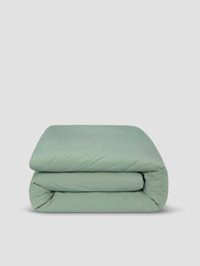 Mellow Green Washed Cotton Percale Duvet Cover