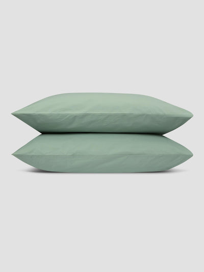 Mellow Green Washed Cotton Percale Pillowcases (Pair) - alternate image