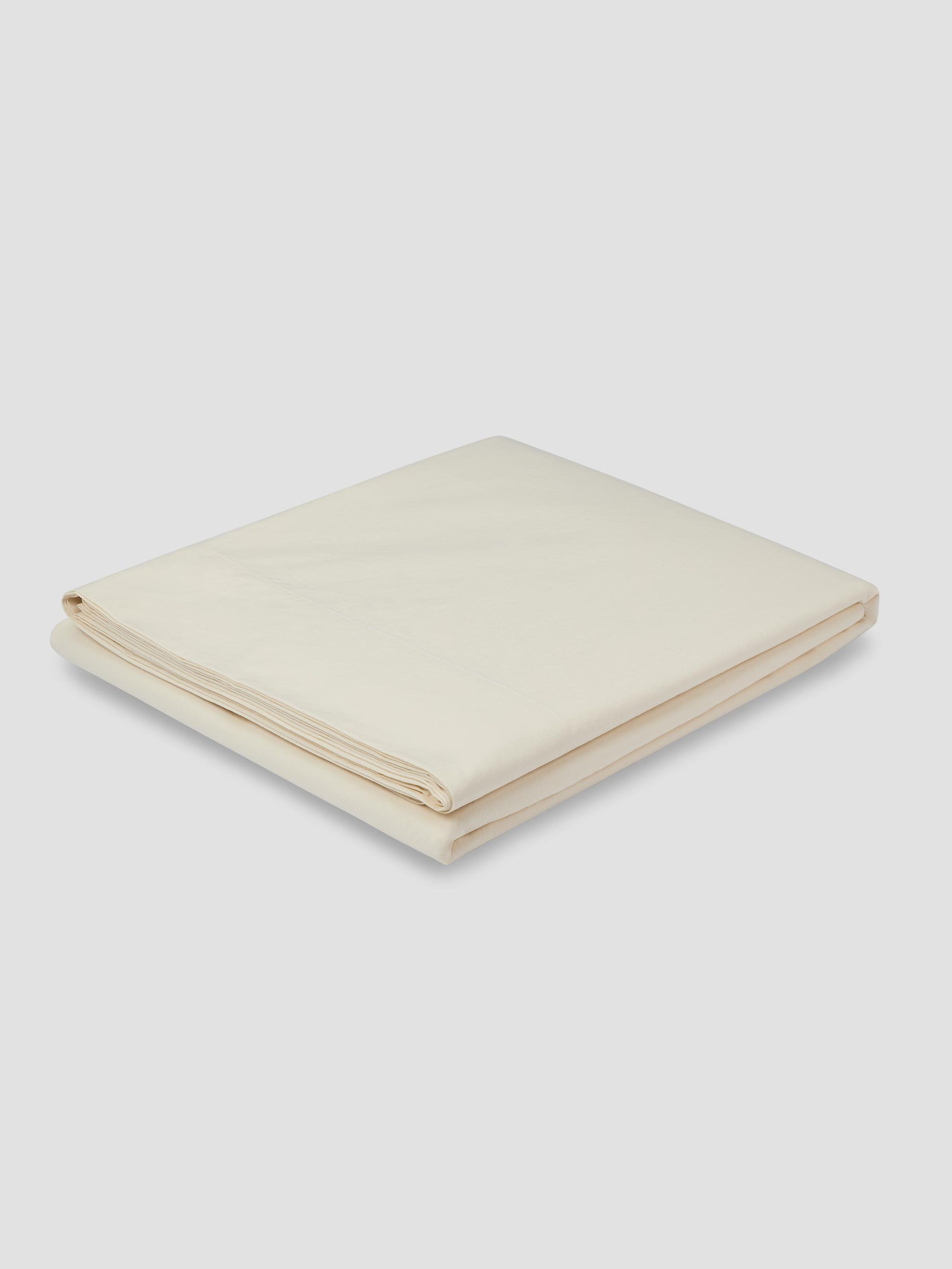 Mindful Cream Washed Cotton Percale Flat Sheet