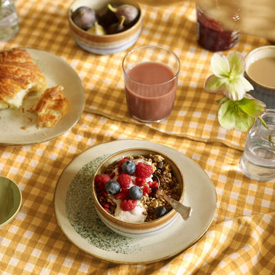 Honey Gingham 100% Linen Tablecloth