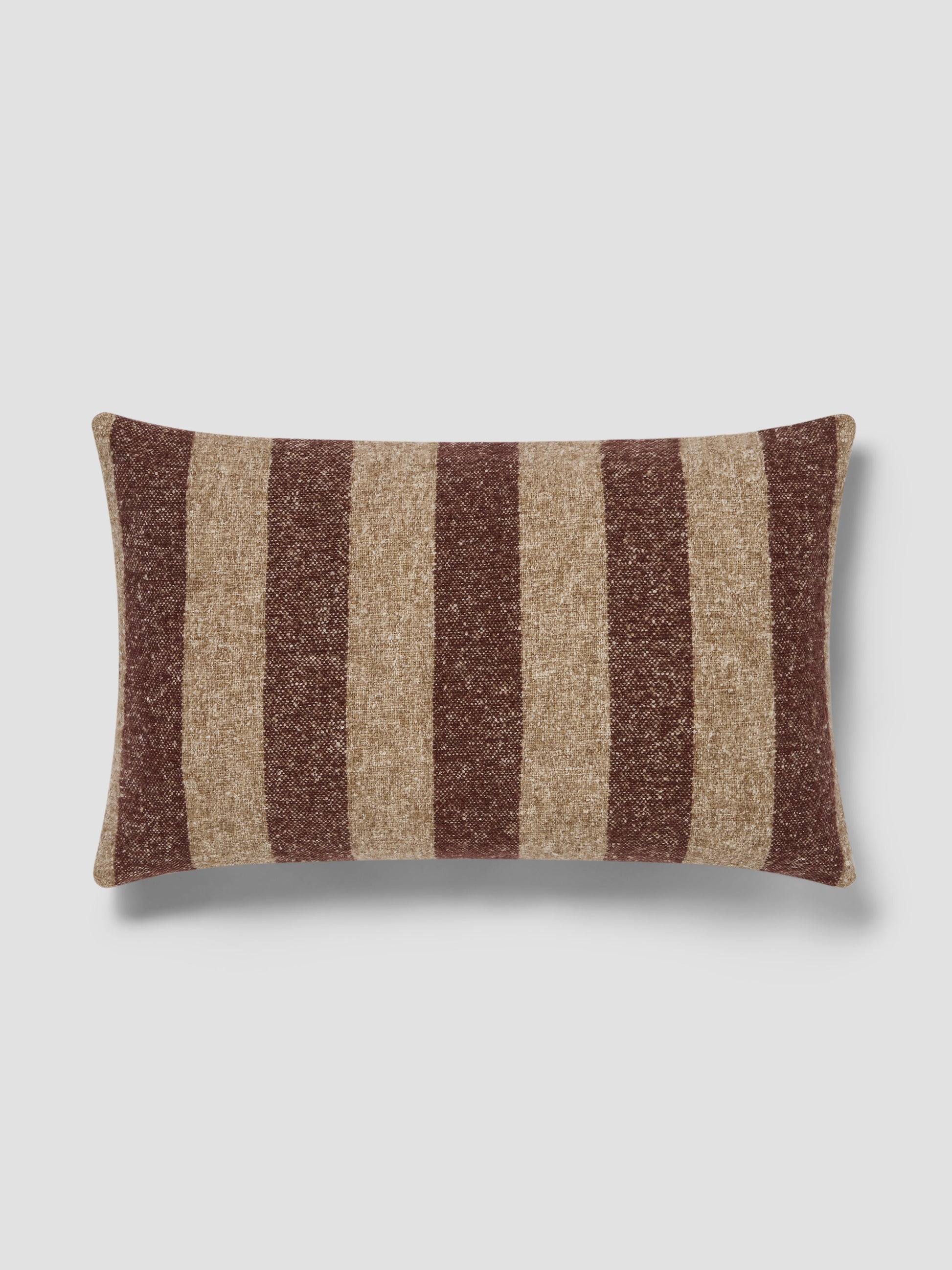 Mocha & Oatmeal Wide Stripe Wool Rectangle Cushion Cover