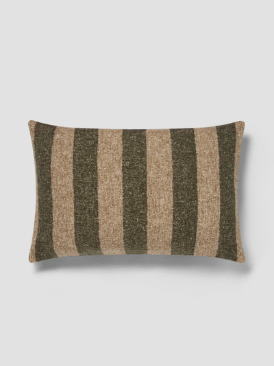 Fern Green & Oatmeal Wide Stripe Wool Rectangle Cushion Cover