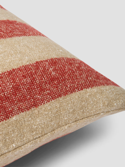 Sandstone Red & Oatmeal Wide Stripe Wool Square Cushion Cover - alternate image