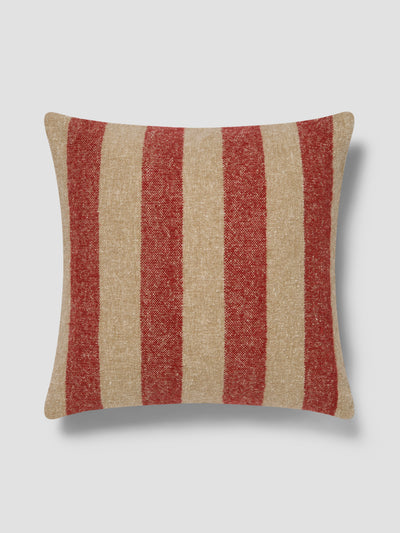 Sandstone Red & Oatmeal Wide Stripe Wool Square Cushion Cover