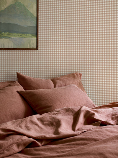 Warm Clay Gingham Wallpaper - alternate image