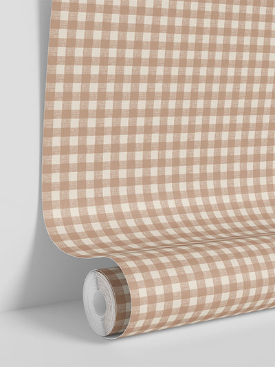 Warm Clay Gingham Wallpaper