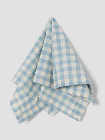 Warm Blue Gingham Linen Blend Napkins Set of 4 - alternate image