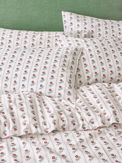 White Woodland Stripe Cotton Pillowcases (Pair)