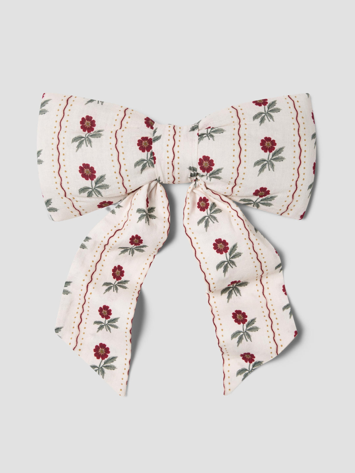 White Woodland Stripe Linen Blend Small Bow