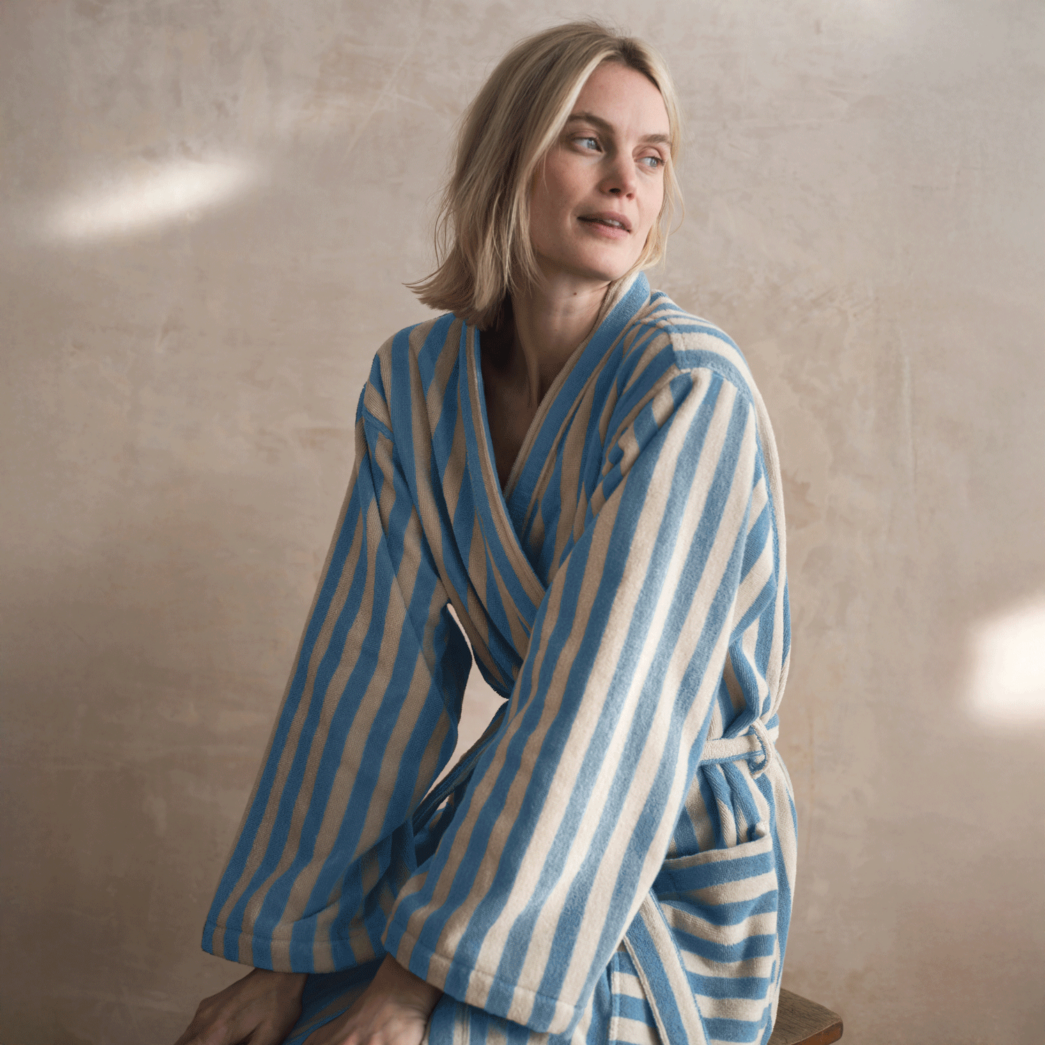 Coastal Blue Pembroke Stripe Cotton Robe