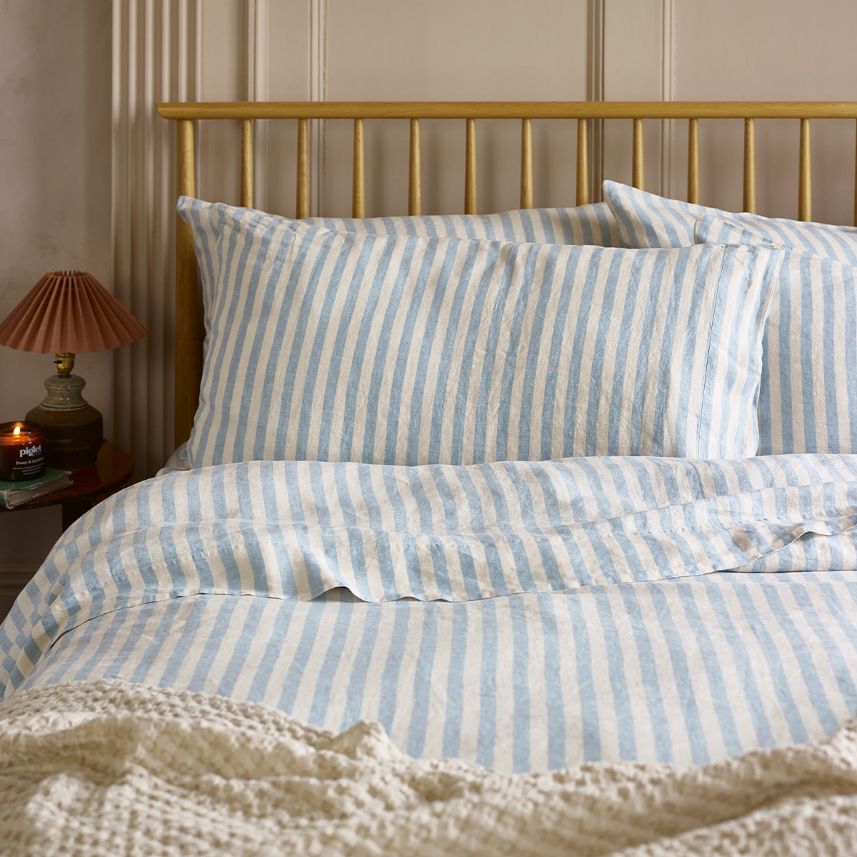Coastal Blue Pembroke Stripe Linen Pillowcases (Pair)