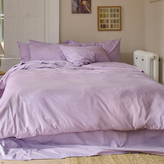 Tekla Cotton Percale Bedding Fitted Queen Sheet in Lavender discount