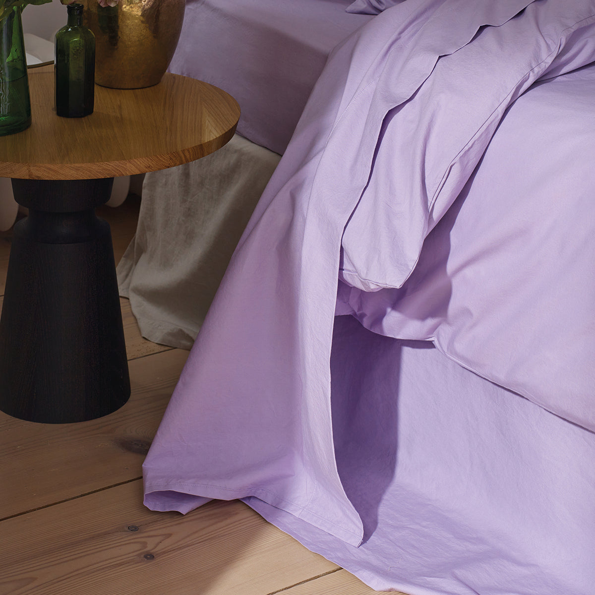 Lavender Washed Cotton Percale Flat Sheet