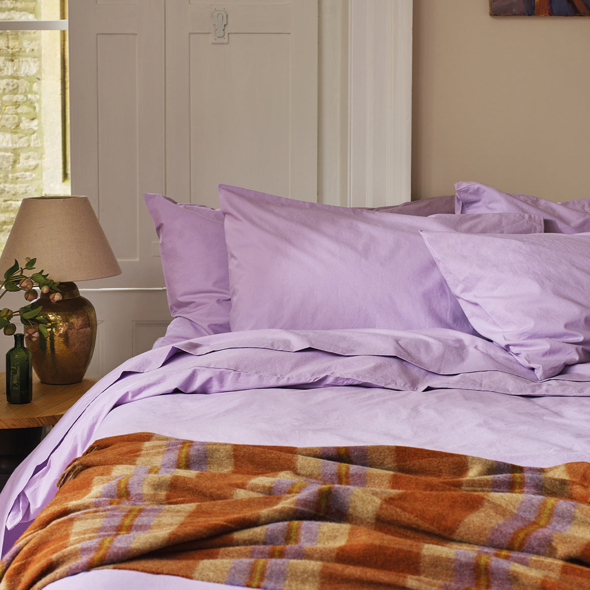 Lavender Washed Cotton Percale Pillowcases (Pair)